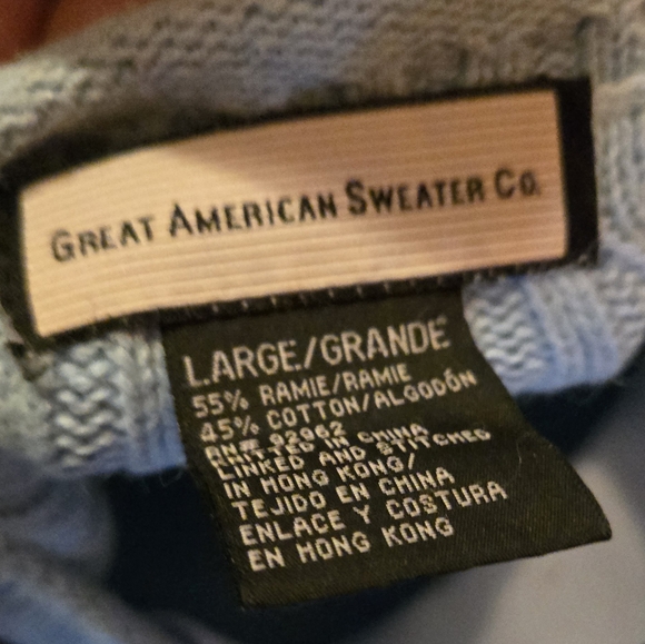 Great American Sweater Co. baby & navy blue jersey style cable knit sweater szL - Picture 5 of 5